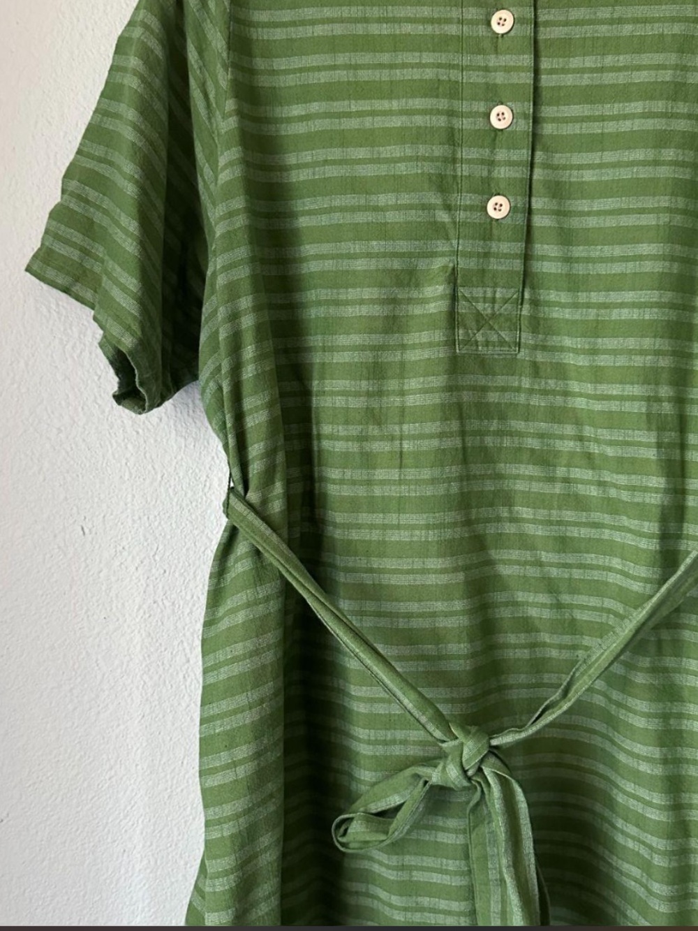 Ace & Jig Green Striped Short-Sleeve Midi Dress Large